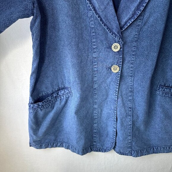Gretty Zueger Cotton Blazer Lightweight Stone Wash Size XL Blue Lagenlook Boho - Picture 7 of 13